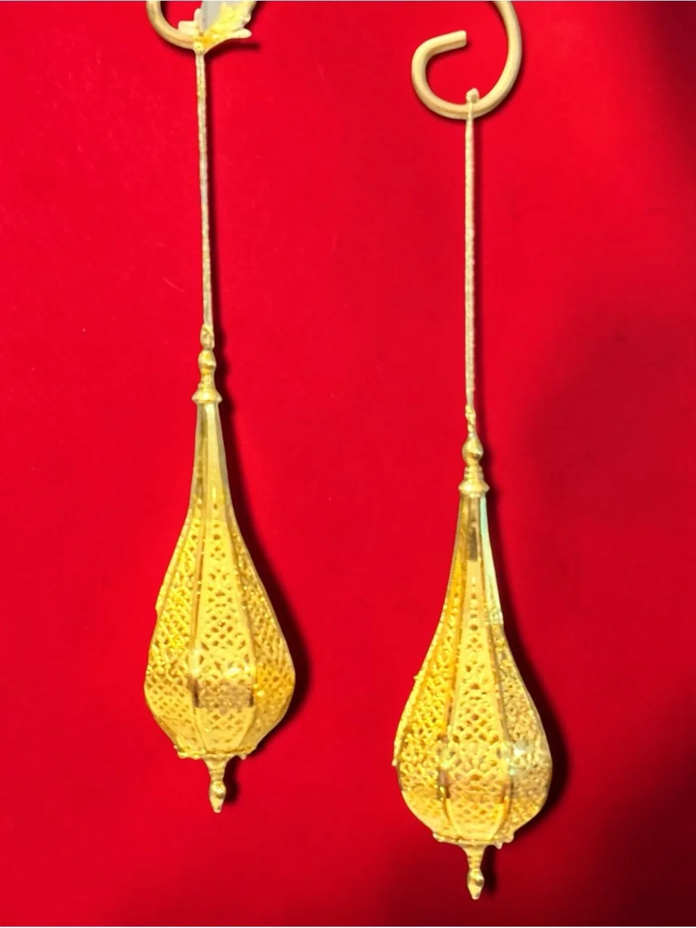 BALDWIN 24kt GOLD FINISH BRASS DROPLET CHRISTMAS ORNAMENT 77020.010 Lot of 2 VTG